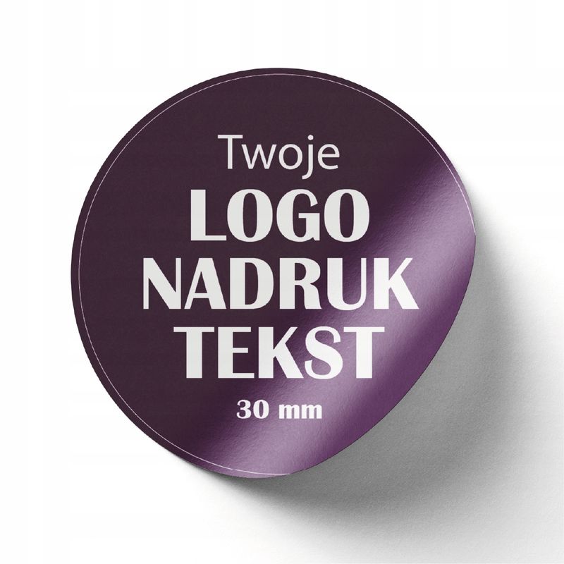 Naklejki logo etykiety reklamowe 100 szt 30 mm PERSONALIZOWANE