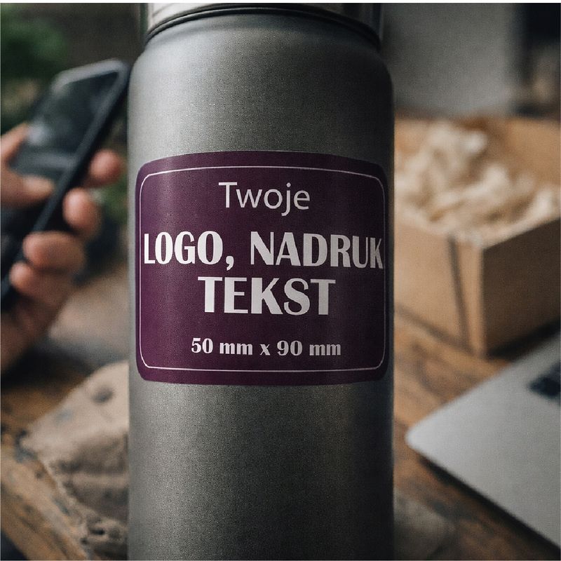 Naklejki logo etykiety reklamowe 100 szt 50x90 mm PERSONALIZOWANE