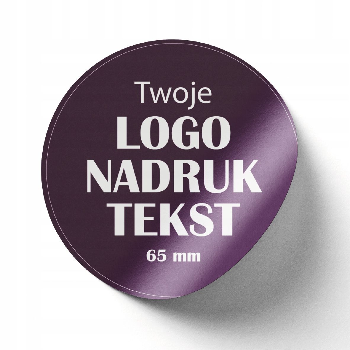 Naklejki logo etykiety reklamowe 100 szt 65 mm PERSONALIZOWANE