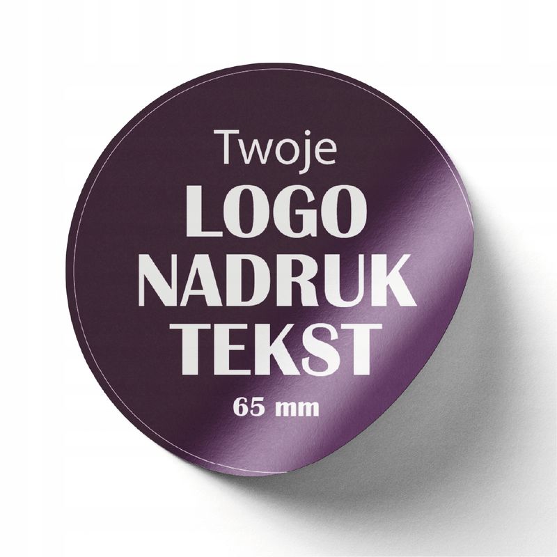 Naklejki logo etykiety reklamowe 100 szt 65 mm PERSONALIZOWANE