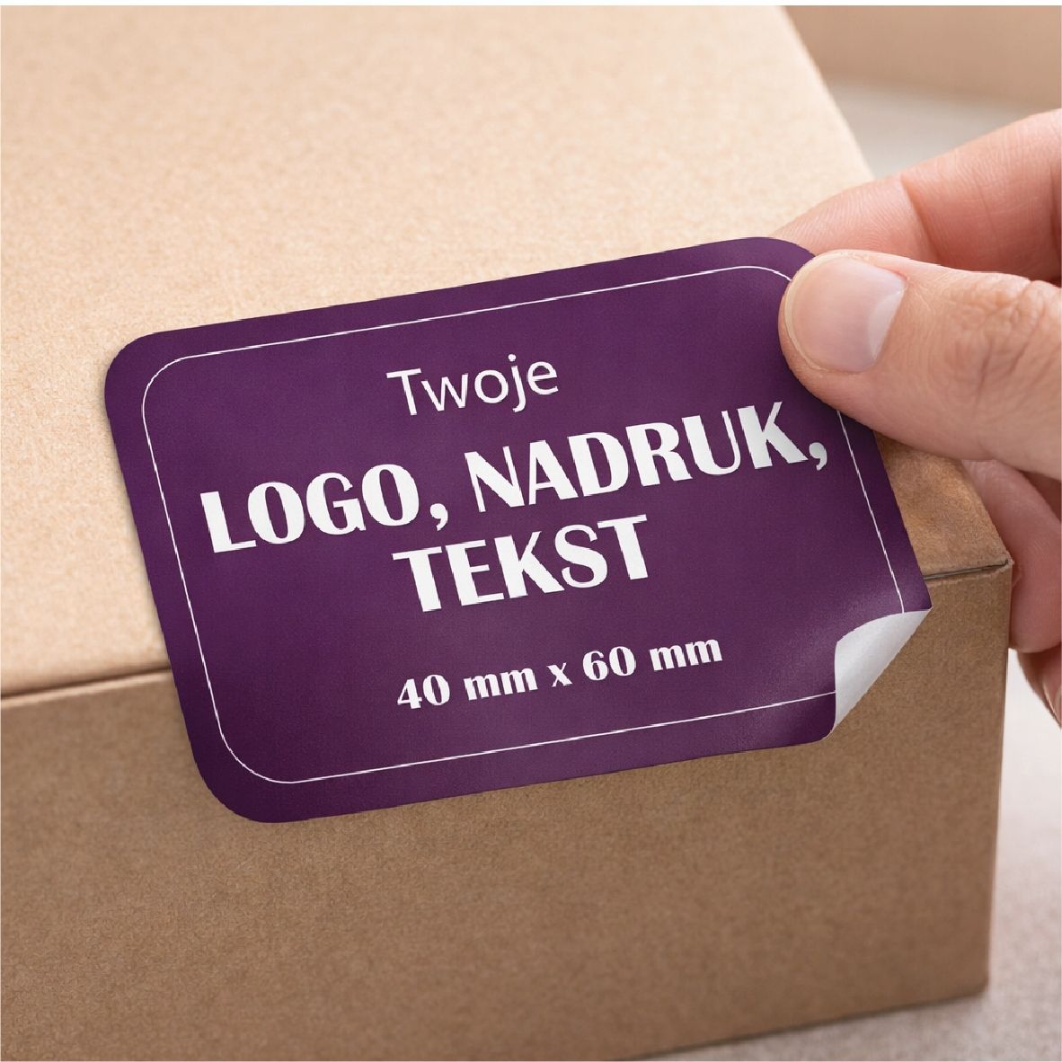 Naklejki logo etykiety reklamowe 100 szt 40x60 mm PERSONALIZOWANE