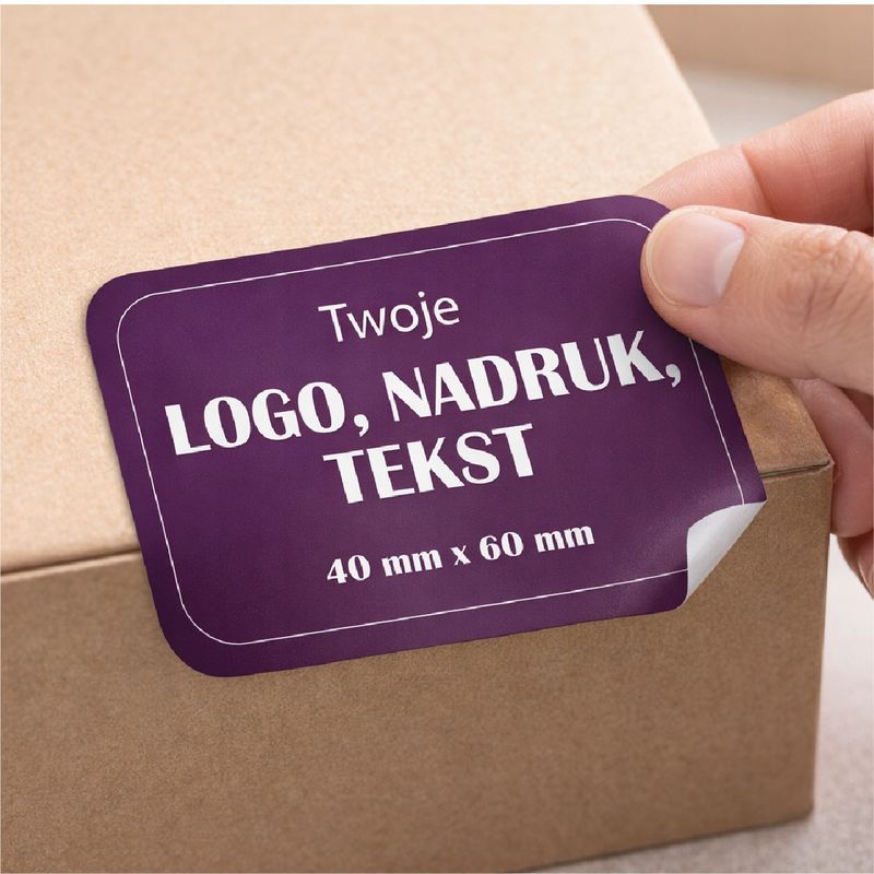 Naklejki logo etykiety reklamowe 100 szt 40x60 mm PERSONALIZOWANE
