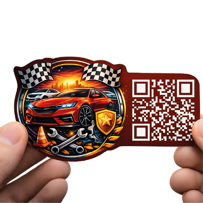 PERSONALIZOWANE NAKLEJKI LOGO I QR W NIESTANDARTOWYM KSZTAŁCIE 100 szt