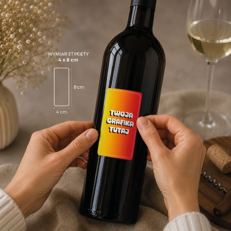 Etykiety personalizowane 8×4 cm – na butelki, napoje, wino 100 szt