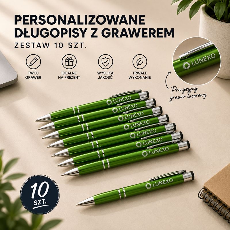 Personalizowany Zestaw Długopisów z Grawerem | zielony
