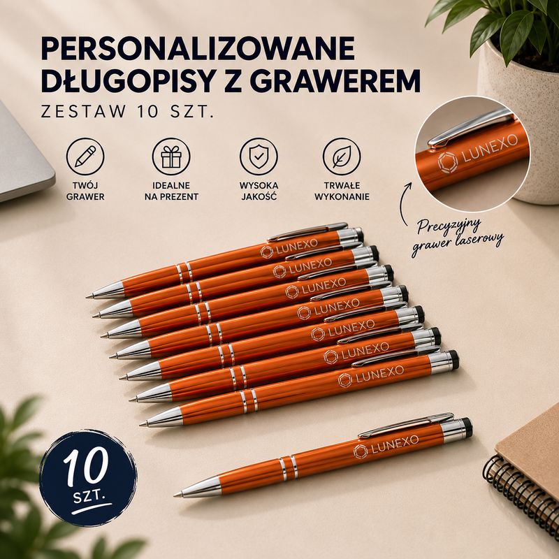 Personalizowany Zestaw Długopisów z Grawerem | pomarańczowy