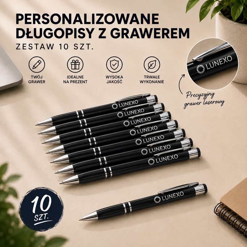 Personalizowany Zestaw Długopisów z Grawerem | czarny