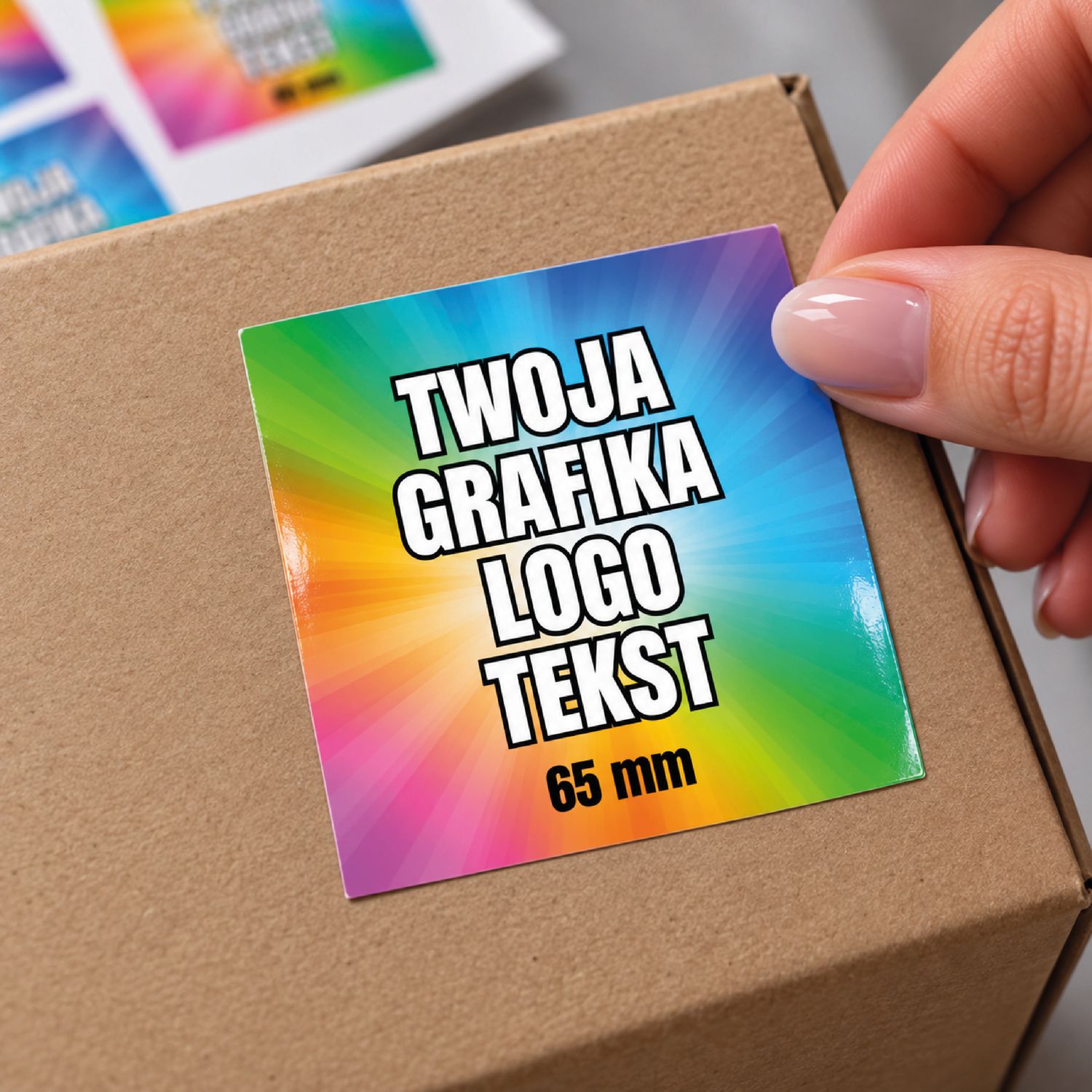 Naklejki z Własnym Nadrukiem 65 mm (20 szt) – Personalizowane Naklejki