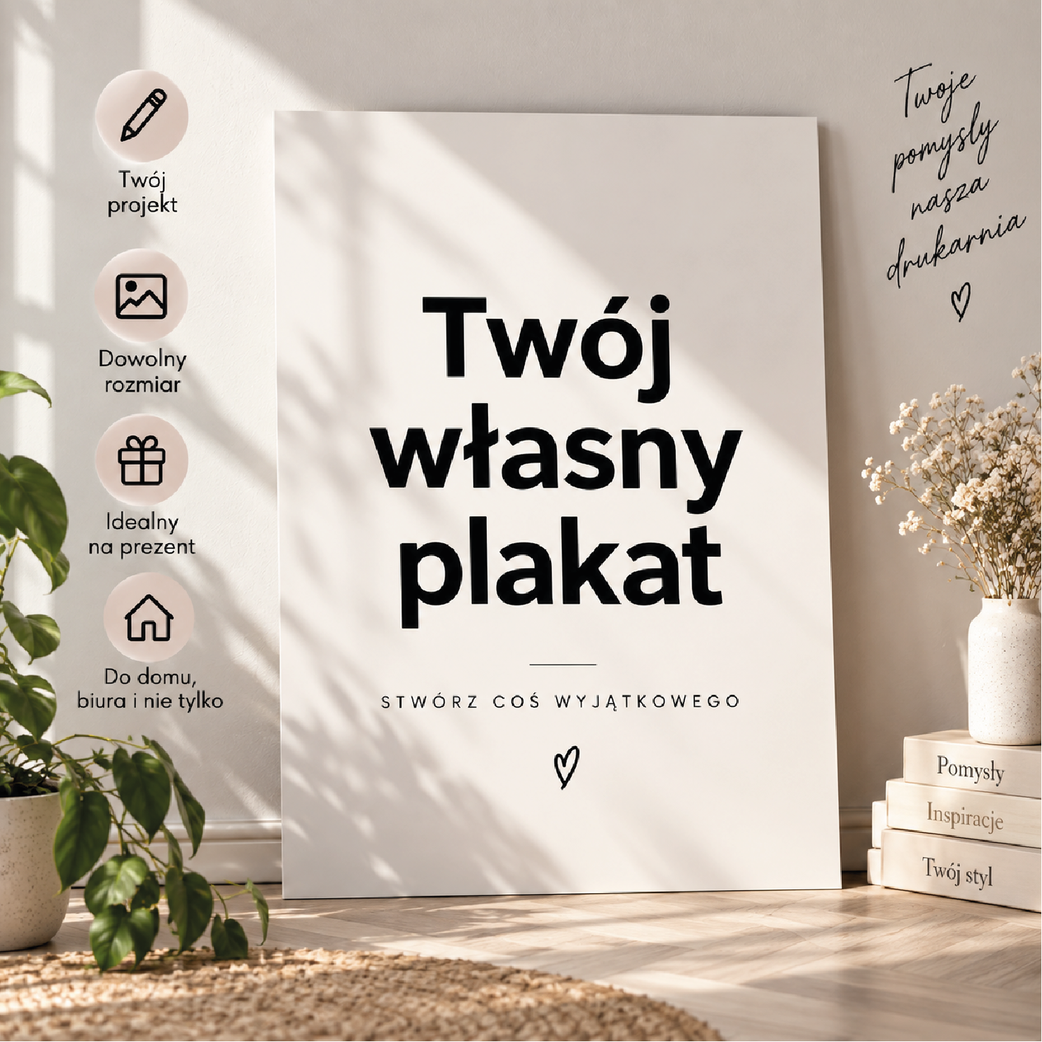Personalizowany plakat 2D na zamówienie – druk własnego projektu, zdjęcia lub grafiki A3 A2 A1, plakat ścienny bez ramy. Dobry prezent na urodziny, ślub