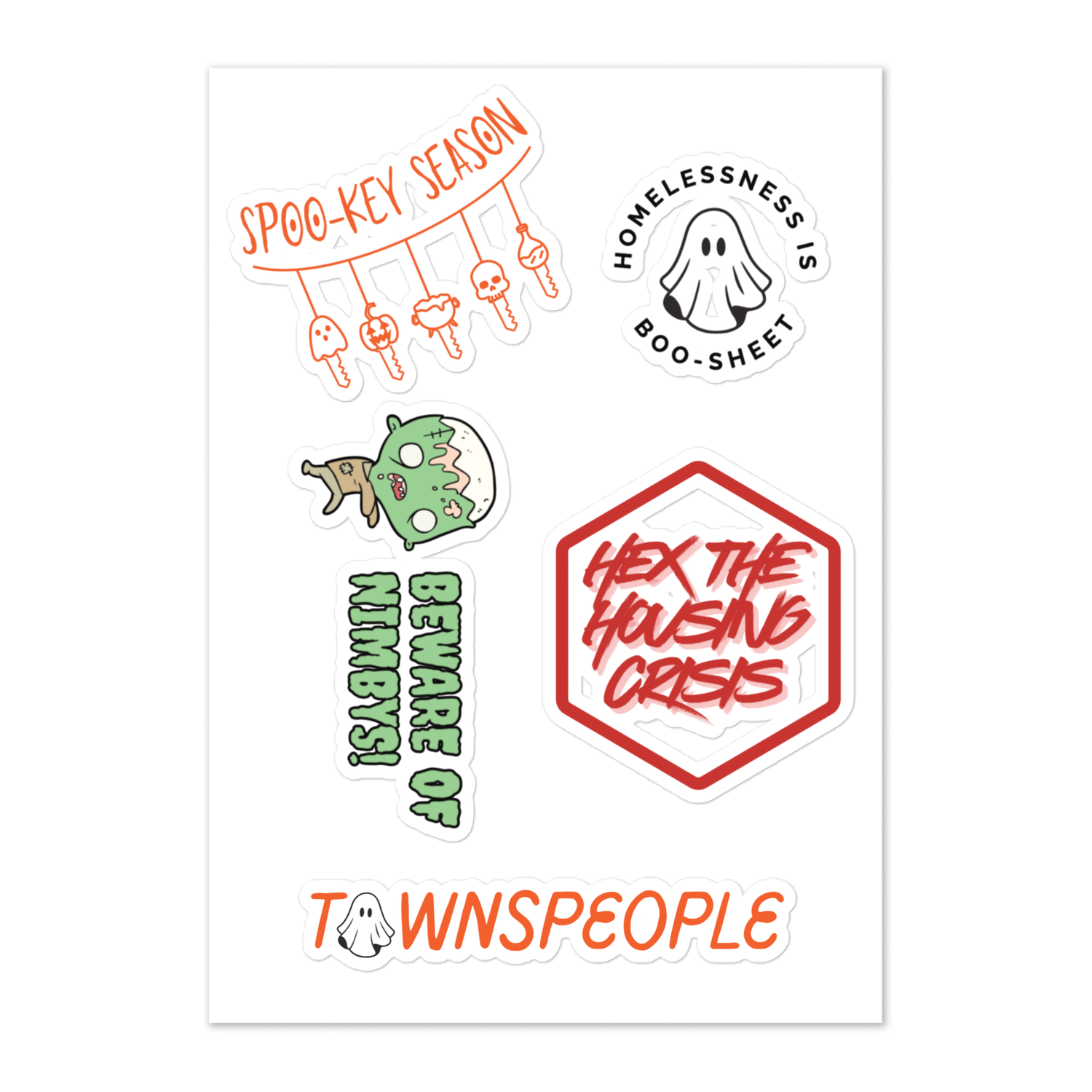 Halloween Housing Justice Sticker Sheet