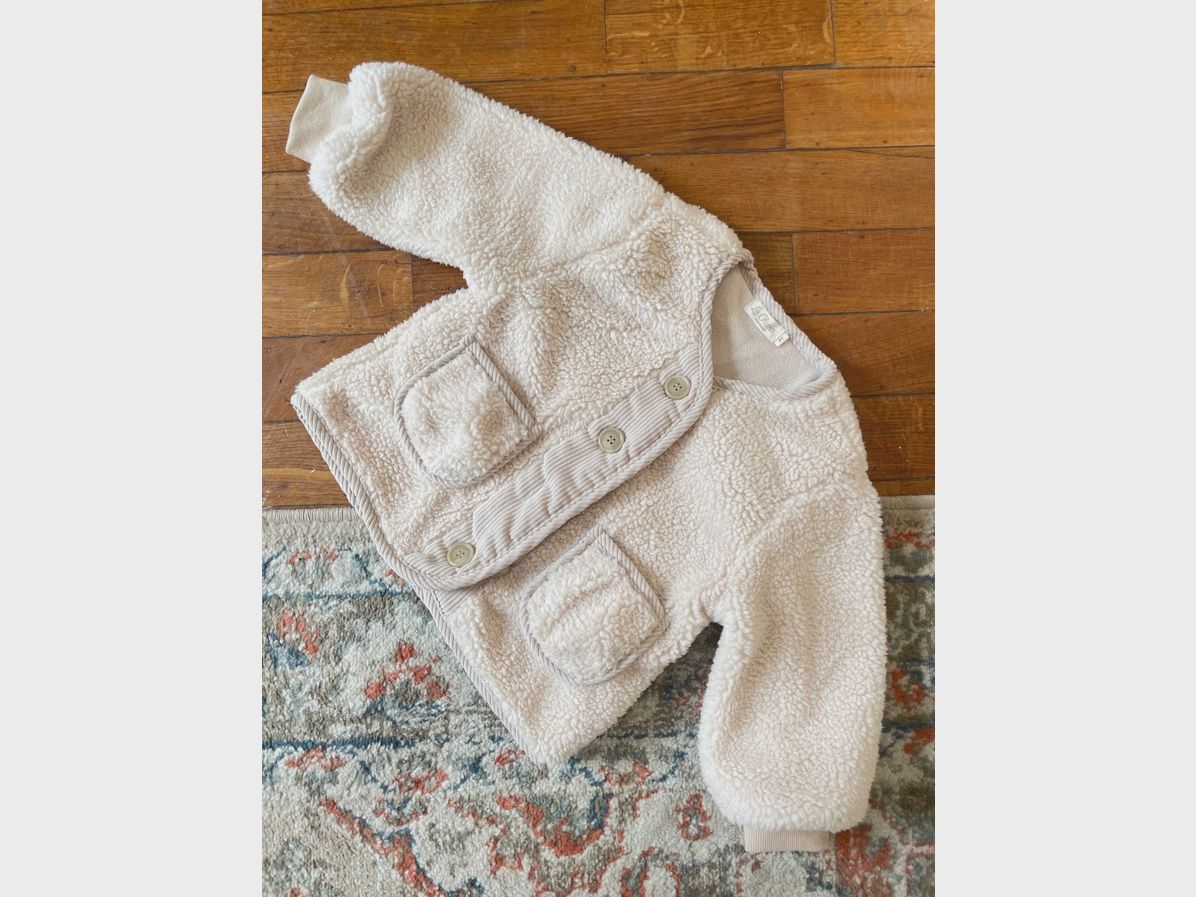 Claire Teddy Jacket, Size: 18m, Colour: Cream