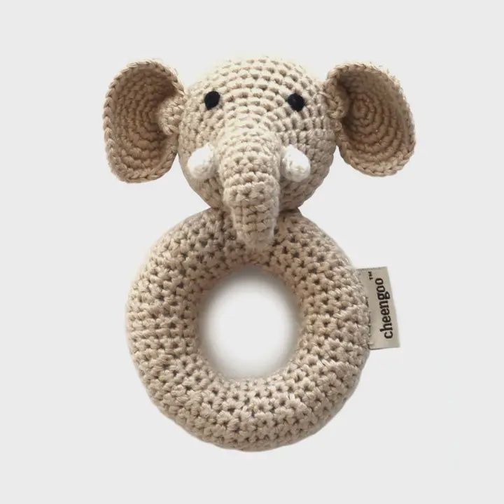 Ring Hand Crocheted Rattle, Shape: Elephant