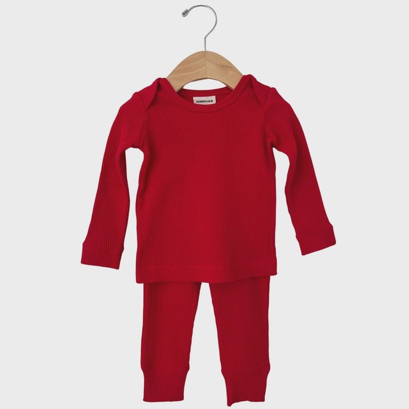Waffle 2-Piece PJ Set (Red)