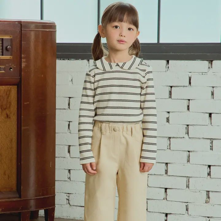 Ribbed Stripe Collared Top