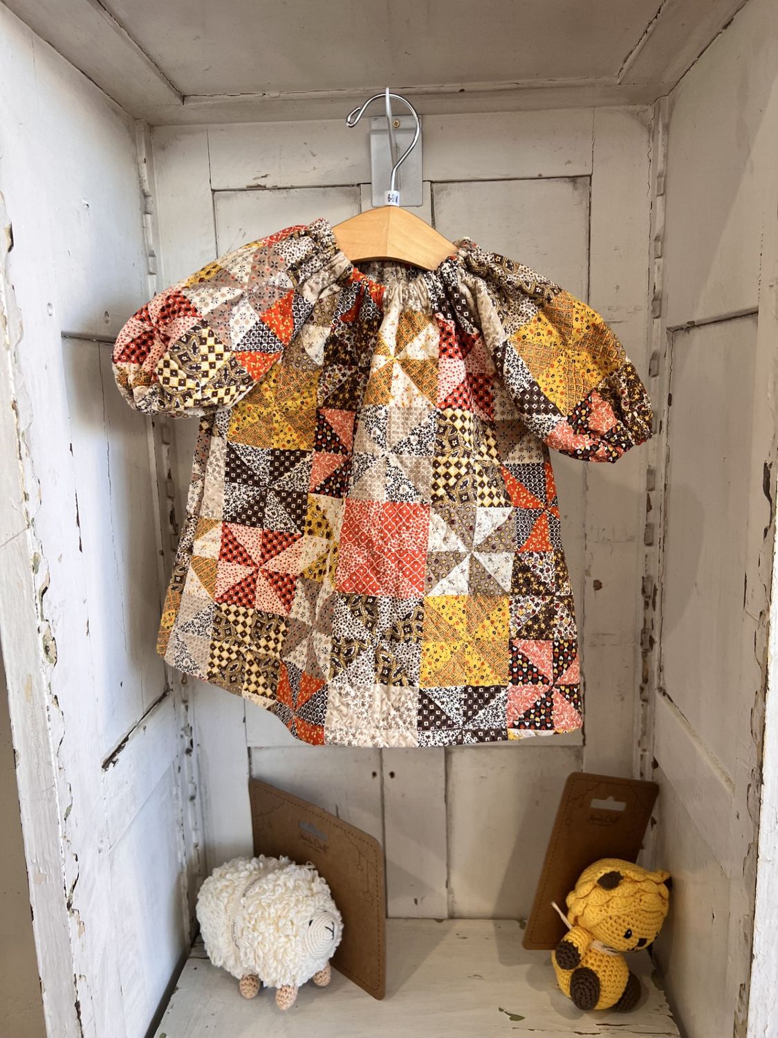 Abby Dress (Windmill) Made out of an Old Quilt, Size: 0-3M