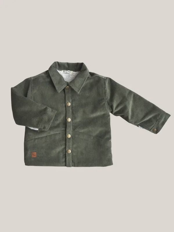 Snap Buttoned Khaki Corduroy and Faux-Fur Jacket (6-9M)