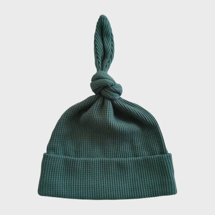 Organic Waffle Knot Beanie, Spruce