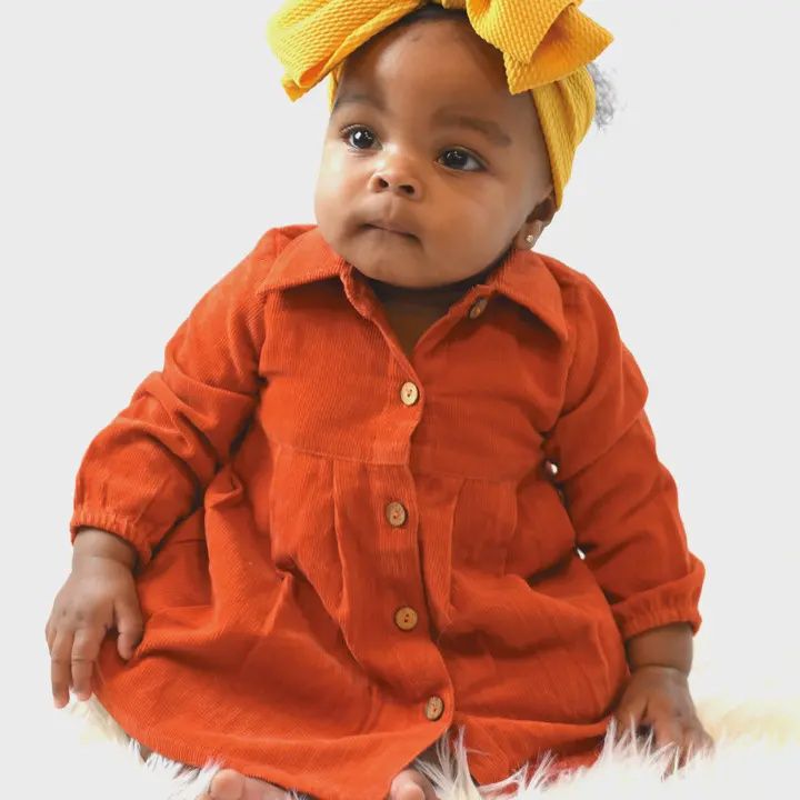 Corduroy Shirt Dress - Rust, Size: 3-6M
