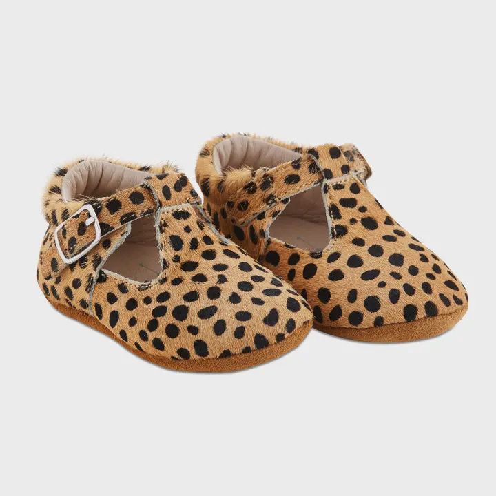 Leopard Soft-Soled Leather Baby Mary Janes