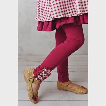 Girls Knit Leggings Burgundy