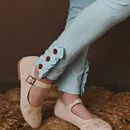 Girls Knit Leggings Light Blue Polka Dot