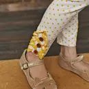 Girls Knit Leggings White With Yellow Polka dot