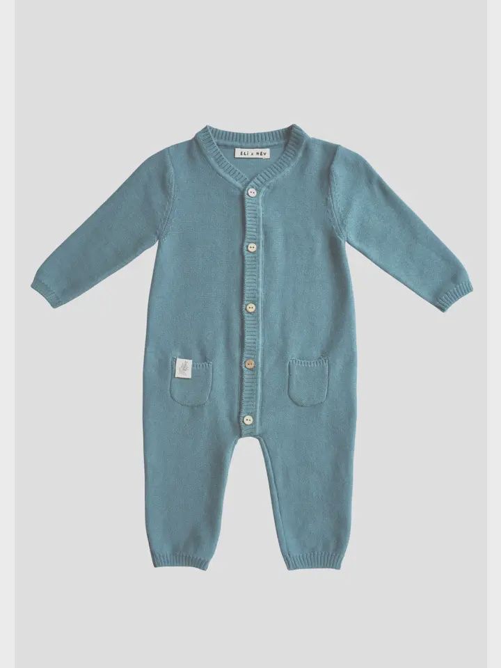 Baby / Kid Knit Jumpsuit 100% Cotton Oeko-Tex, Size: 0-3M, Colour: Blue