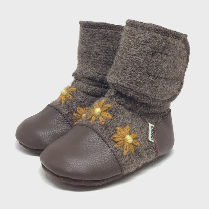 Sunflower Felted Wool Booties