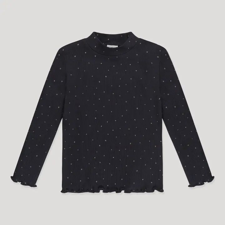 Long Sleeve Shirt, Cotton Ribbed, Size: 2T, Colour: Black Sparkle
