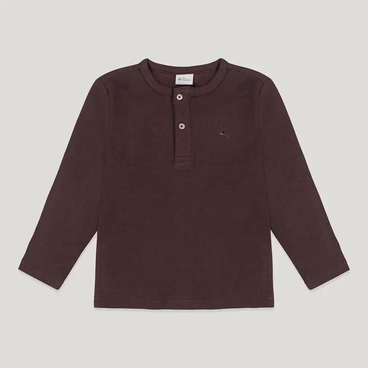 Long Sleeve Waffle Knit Shirt, Size: 2T, Colour: Brown