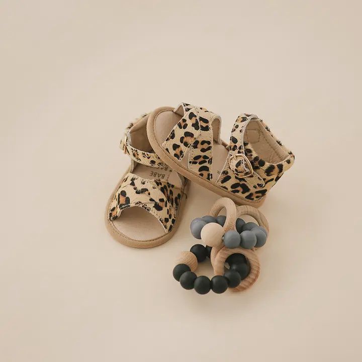 Leopard Split-Soled Leather Baby Sandals