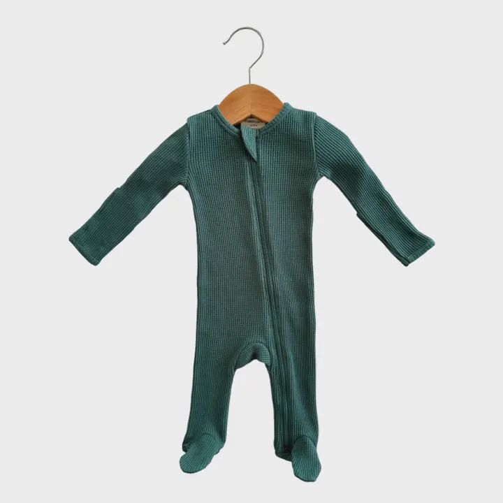Organic Cotton Waffle Zip Footie