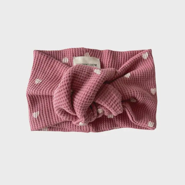 Waffle Turban Headband (0-12M), Colour: Mauve Heart