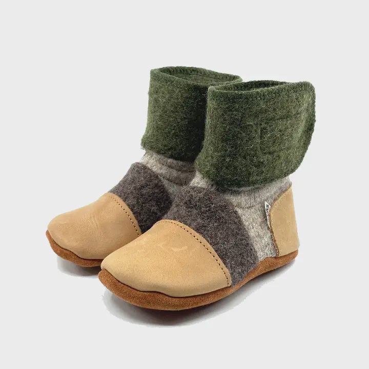 Olive Felted Wool Booties