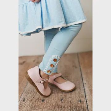 Girls Knit Leggings Light Blue (5Y)