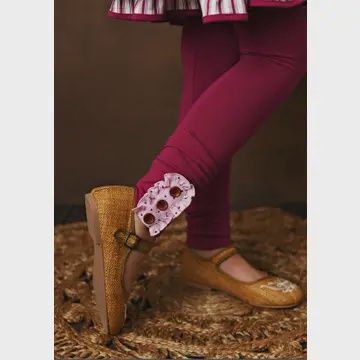 Girls Knit Leggings Dark Pink &amp; light Pink Polka Dot (3T)