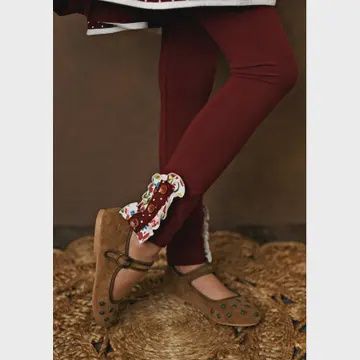 Girls Knit Leggings Maroon (3T)