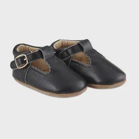 Black Soft-Soled Leather Baby Mary Janes(12-18M))