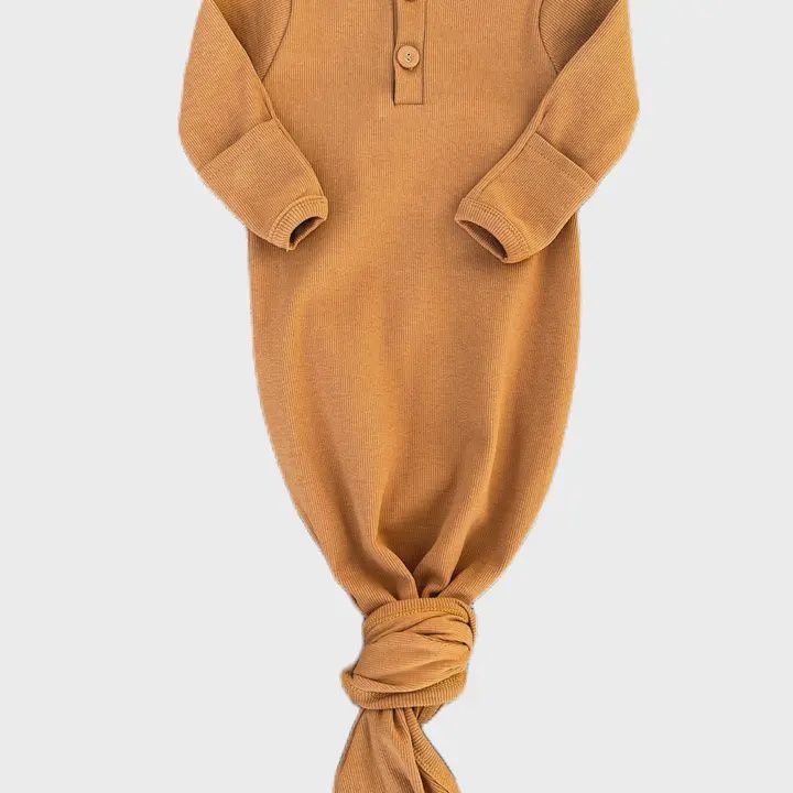 Organic Cotton Knotted Gown, Colour: Cider, Size: NB