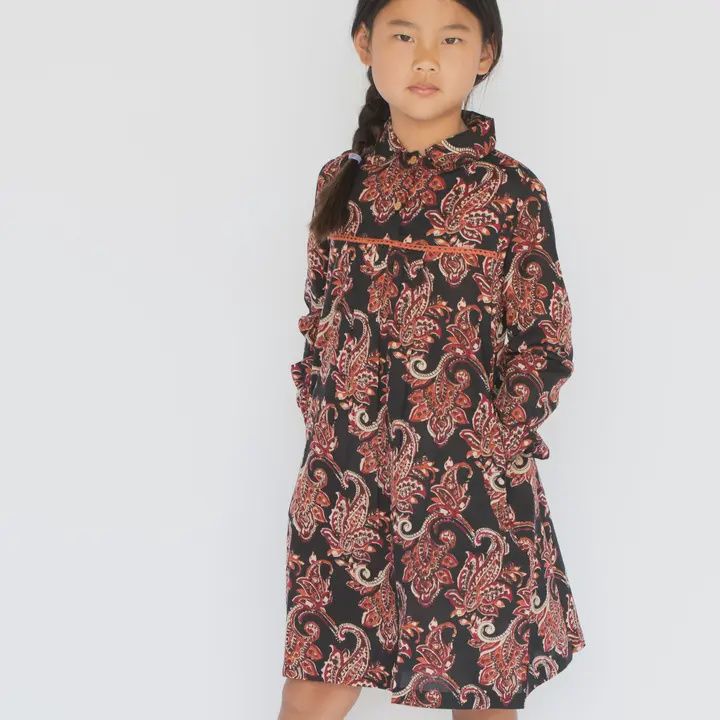Black Floral Lace Detail Dress, Size: 4T