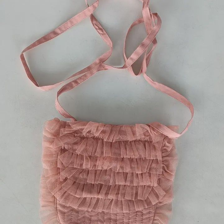 Dark Pink Tulle Ruffle Detail Sling Bag