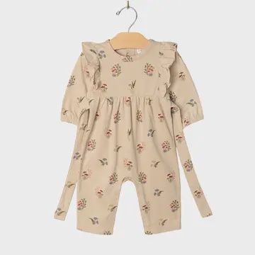 Flutter Sleeve Long Romper- Fall Mushrooms