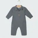 Collar Long Leg Romper- Fall Granite
