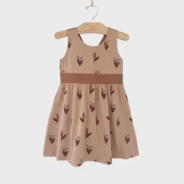 Empire V Back Dress- Lily of the Valley- Peach, Size: 2Y