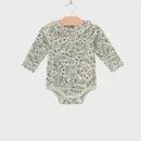 Shirred Neck Bodysuit- Loden Sprigs