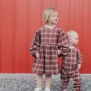 Puff Sleeve Dress- Fall Rust Flannel, Size: 6Y