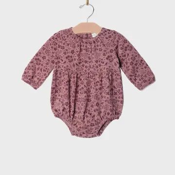 Long Sleeve Shortie Romper- Fall Plum Birds