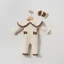 2-piece Set Consisting of Romper and Headband (Brown&amp;Cream), Size: 0-3M