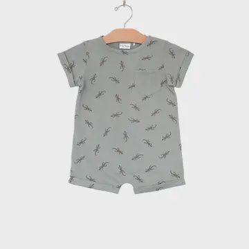 Short Sleeve Romper- Salamander- Pond