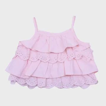 Pink Eyelet Tiered Tank
